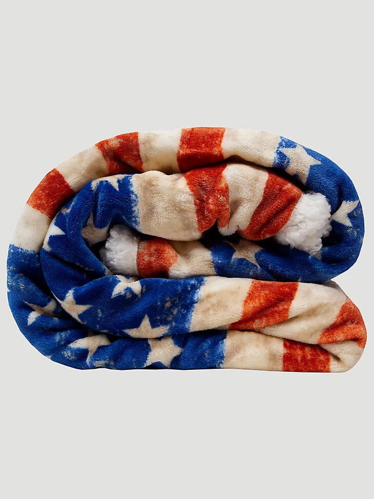wrangler stars stripes sherpa-fleece-decke mit amerikanischer flagge mehrfarbig