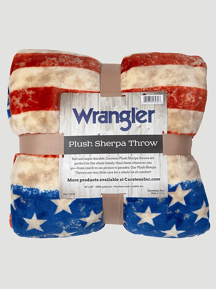 wrangler stars stripes sherpa-fleece-decke mit amerikanischer flagge mehrfarbig
