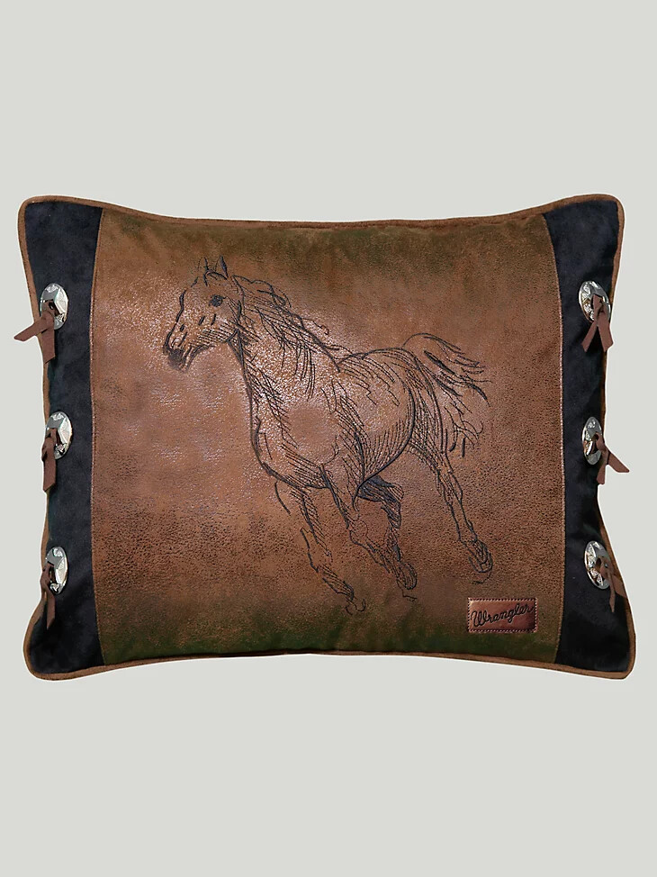 wrangler dekokissen in pferdeform aus kunstleder braun