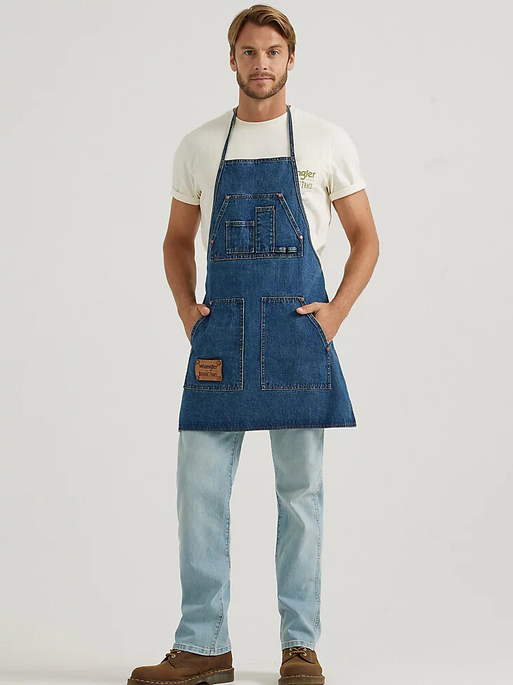 wrangler x buffalo trace distillers apron oak indigo