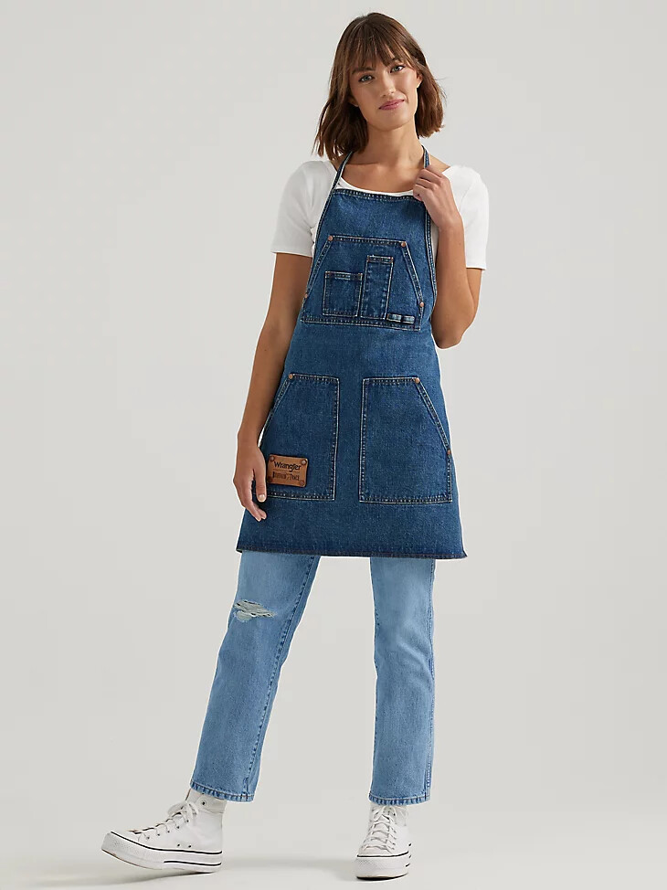 wrangler x buffalo trace distillers apron oak indigo