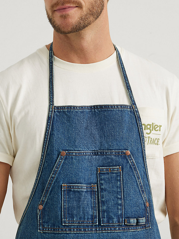 wrangler x buffalo trace distillers apron oak indigo