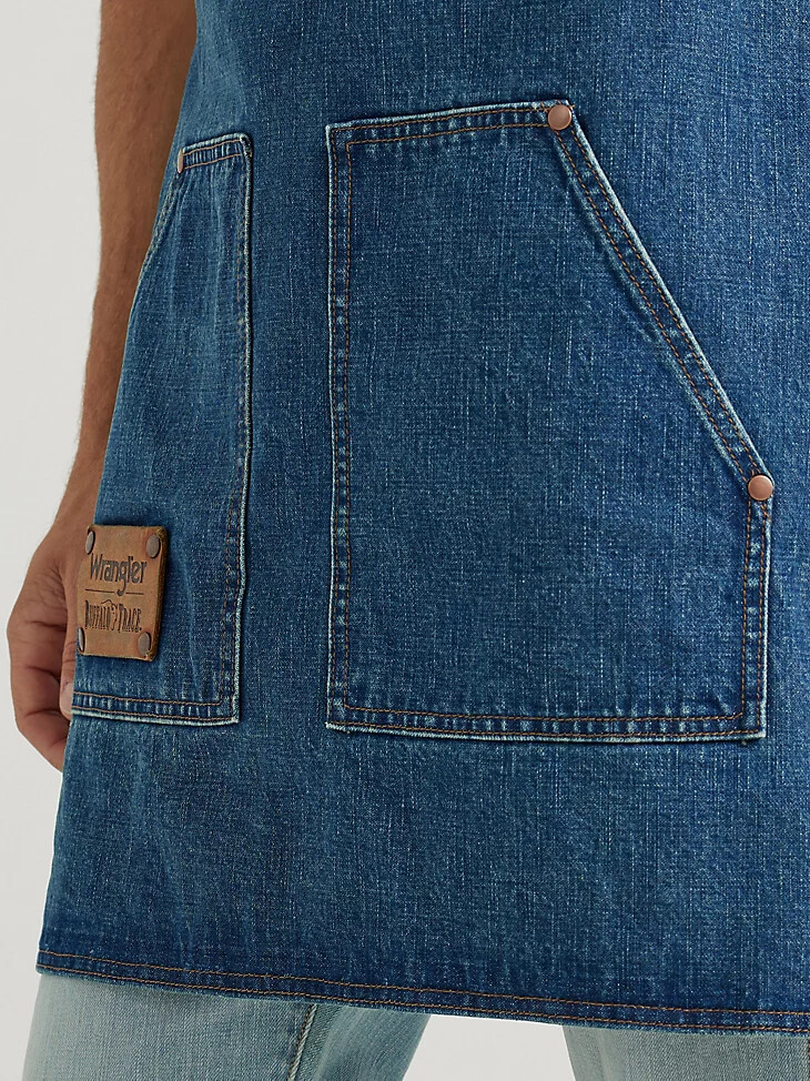 wrangler x buffalo trace distillers apron oak indigo