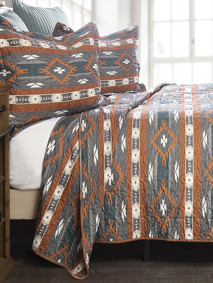 wrangler checotah stripe 3-teiliges einzelbettwäsche-set braun