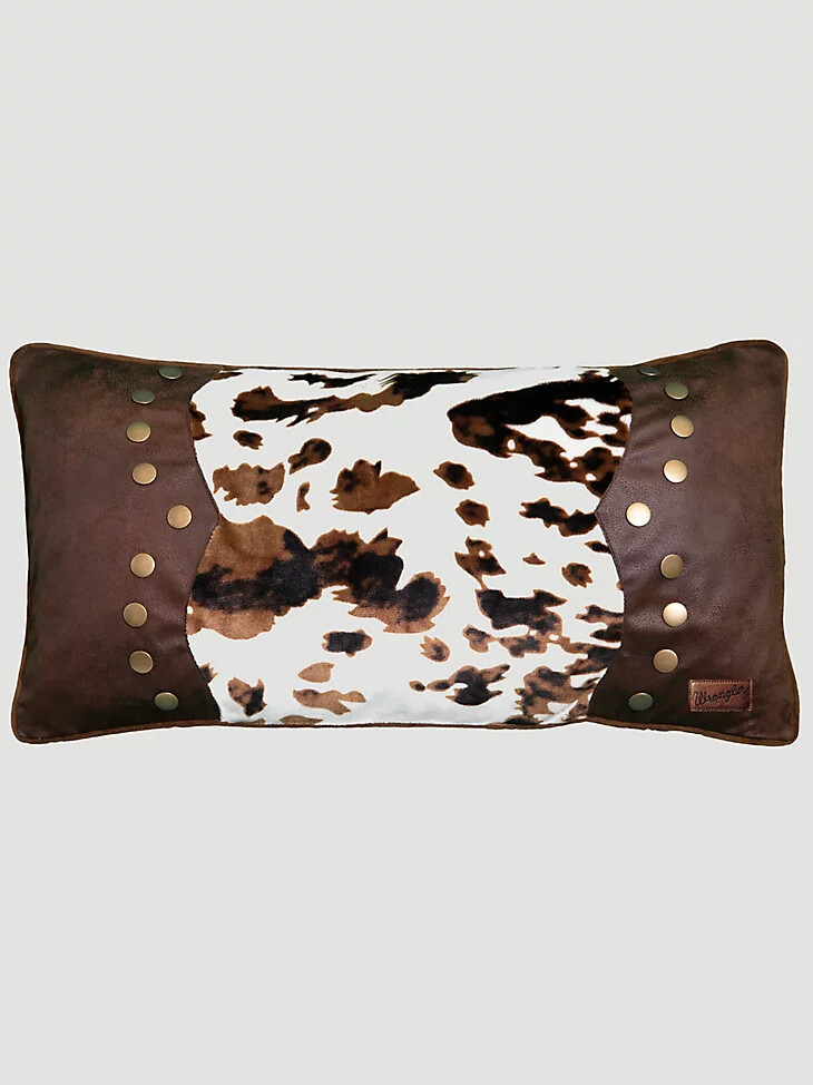 wrangler dekokissen mit nieten aus kunstleder braun