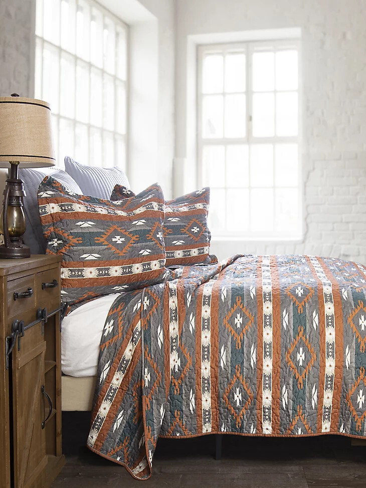 wrangler checotah stripe 3-teiliges kingsize-bettwäscheset braun