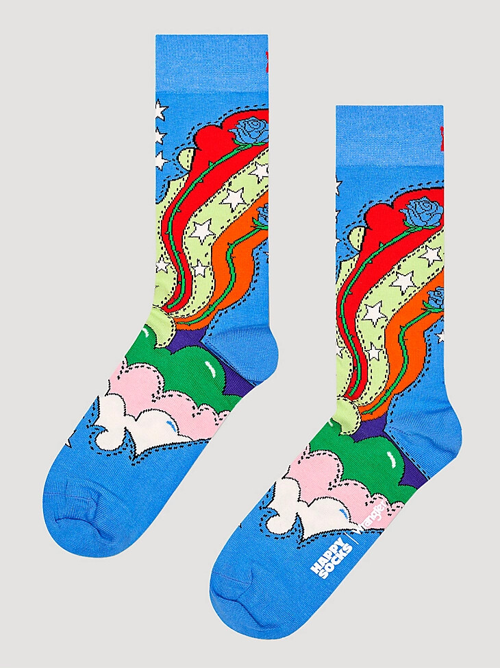 wrangler x happy socks rosensocke blau