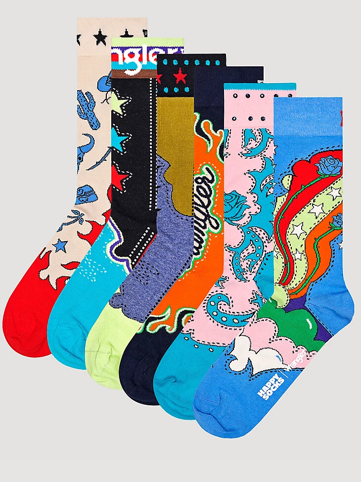 wrangler x happy socks 6er-pack geschenkset orange