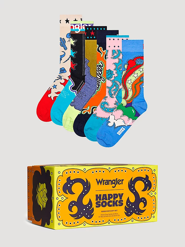wrangler x happy socks 6er-pack geschenkset orange
