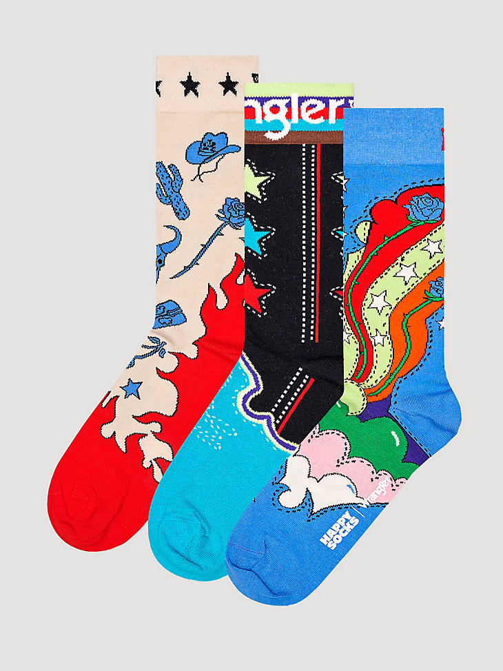 wrangler x happy socks 3er-pack geschenkset schwarz