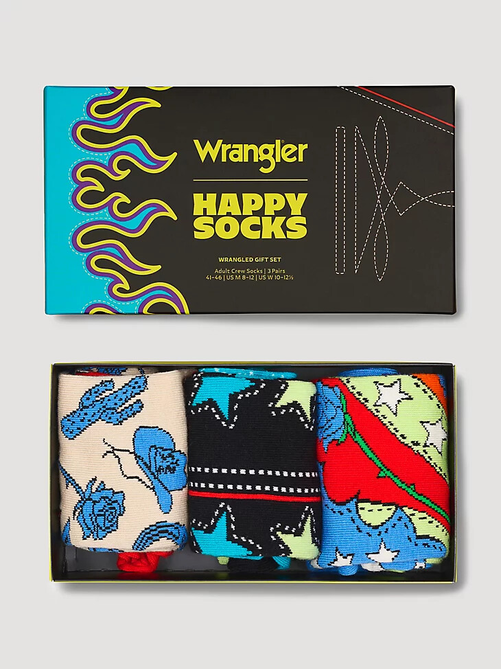 wrangler x happy socks 3er-pack geschenkset schwarz