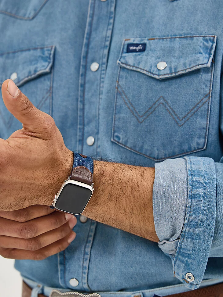 universelles uhrenarmband aus denim-leder