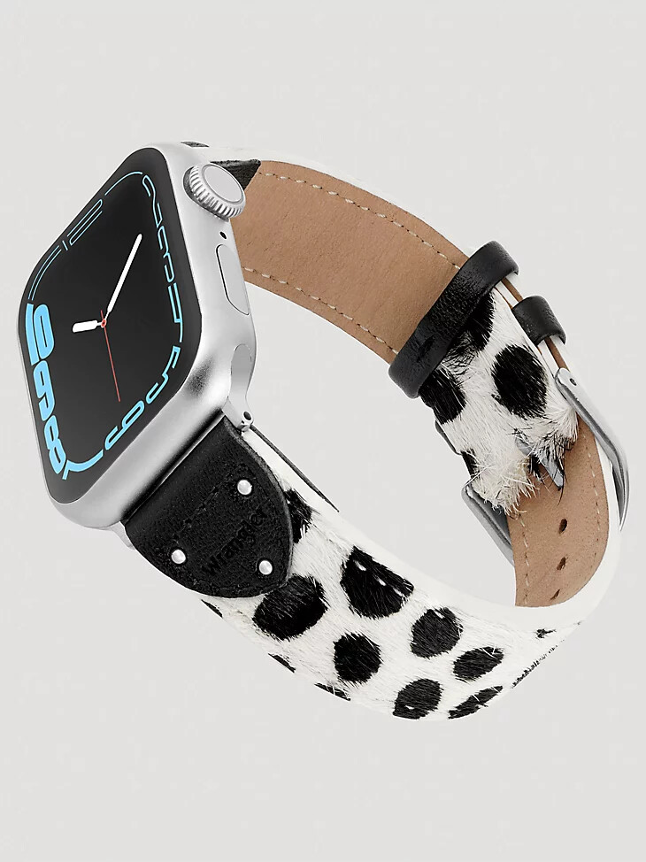 universelles uhrenarmband mit kuhhaarbesatz schwarzweiß