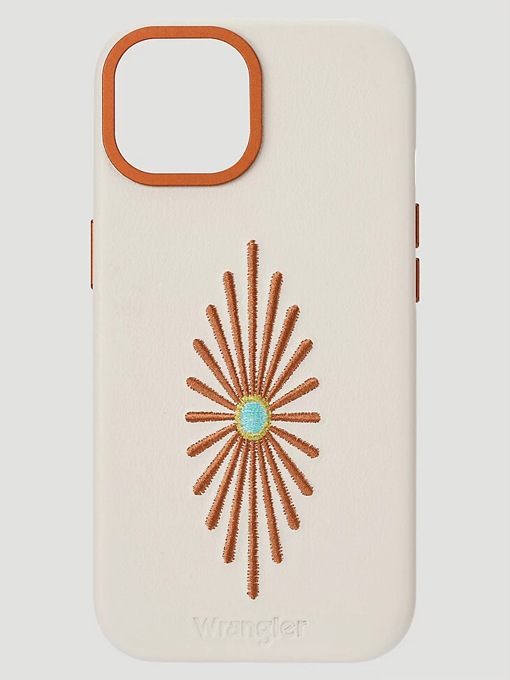 smartphone-lederhülle mit stickerei weiß
