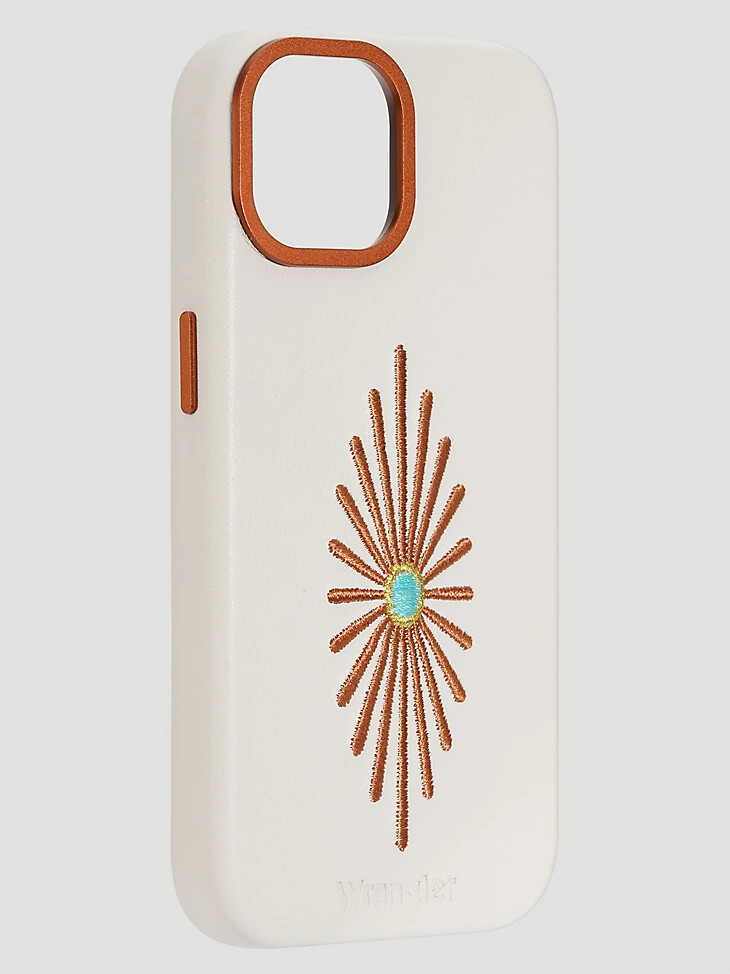 smartphone-lederhülle mit stickerei weiß