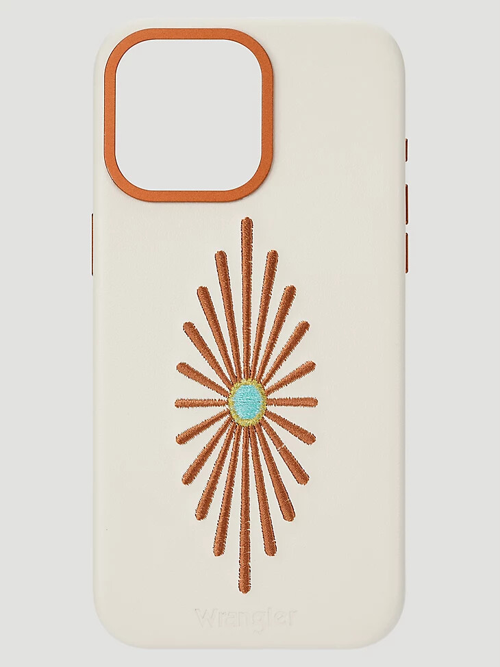 smartphone-lederhülle mit stickerei weiß