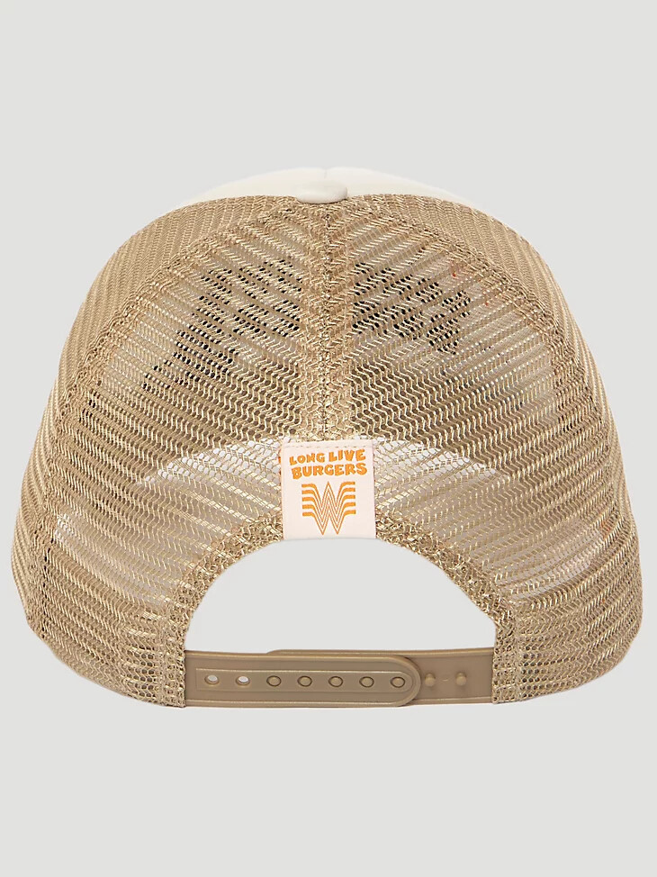 wrangler x whataburger patch trucker-mütze beige