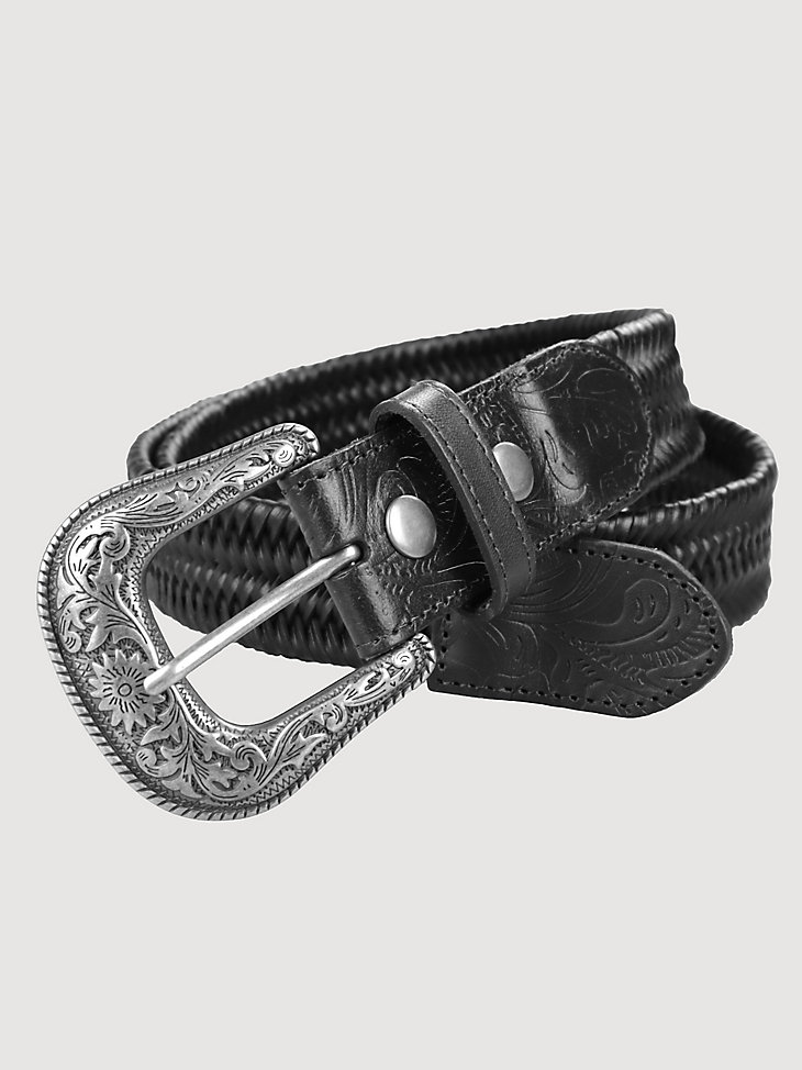 wrangler herren-stretchgürtel mit flechtmuster schwarz