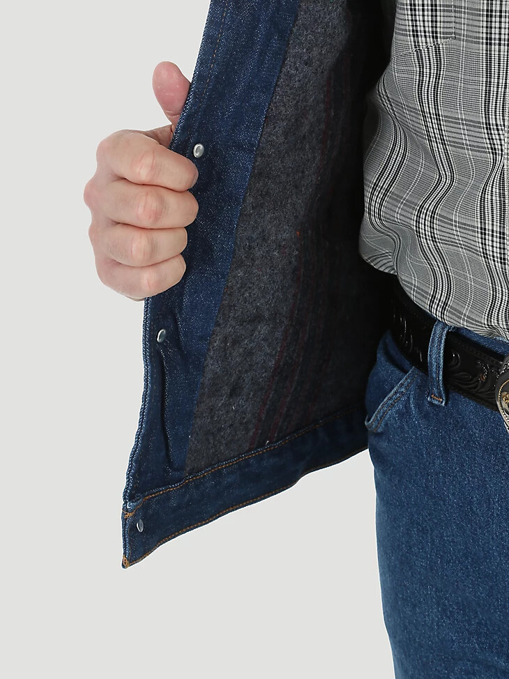 wrangler herren-jeansjacke mit cordkragen und deckenfutter Übergrößen vorgewaschenes indigo