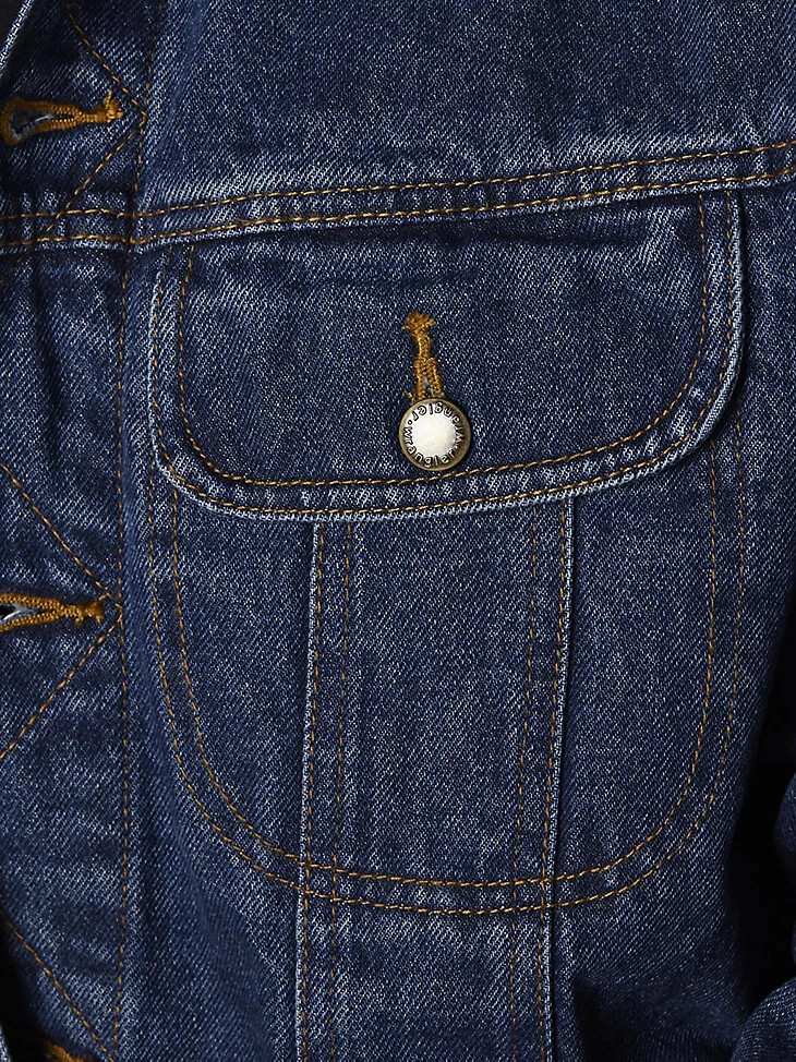 wrangler rugged wear jeansjacke mit flanellfutter antikblau