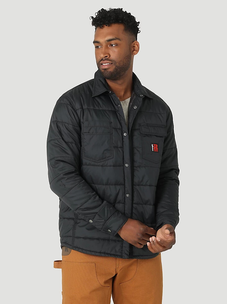 wrangler riggs workwear tough layers isolierte hemdjacke jet black
