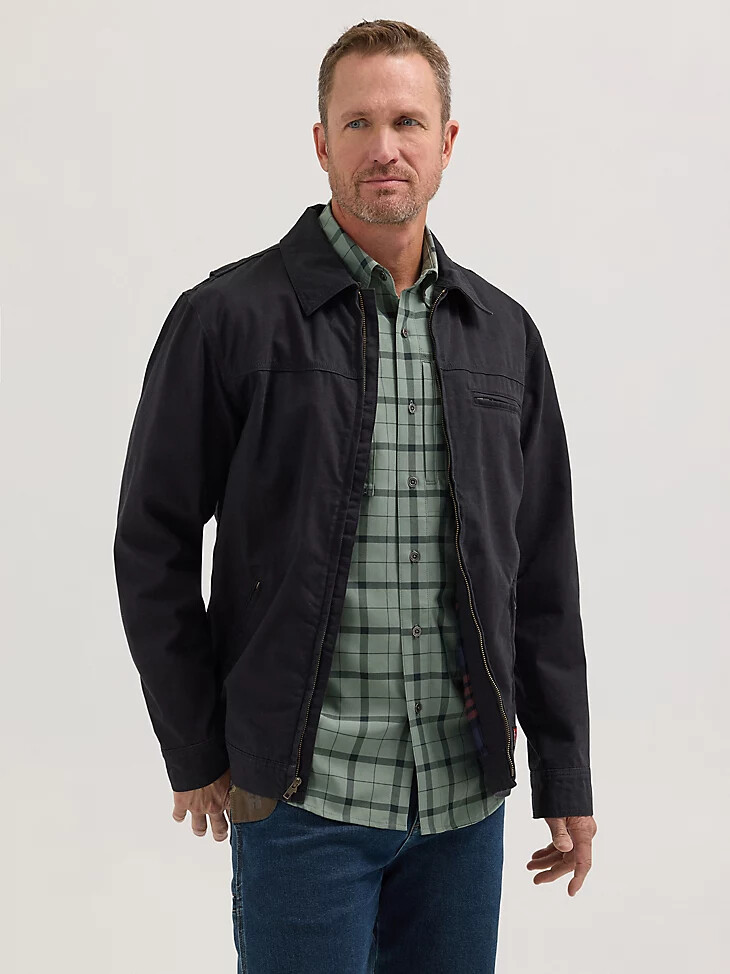 wrangler riggs workwear flanellgefütterte arbeitsjacke tiefschwarz