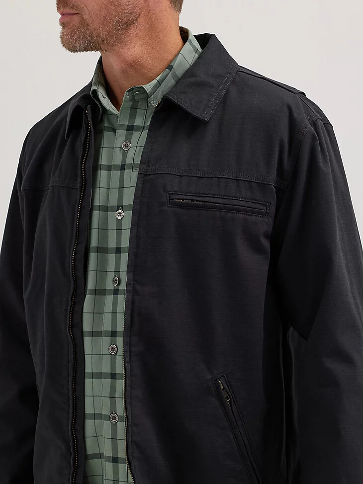 wrangler riggs workwear flanellgefütterte arbeitsjacke tiefschwarz
