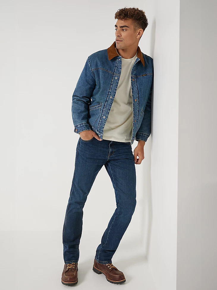 wrangler x buffalo trace herren barrel house jacke farbe well worn indigo