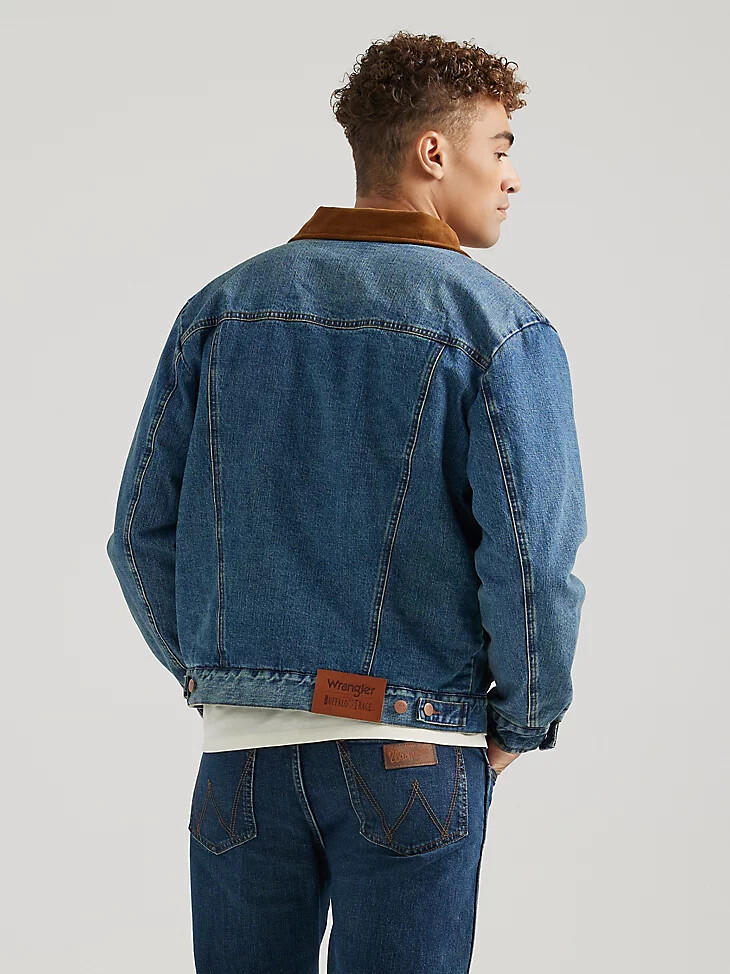 wrangler x buffalo trace herren barrel house jacke farbe well worn indigo