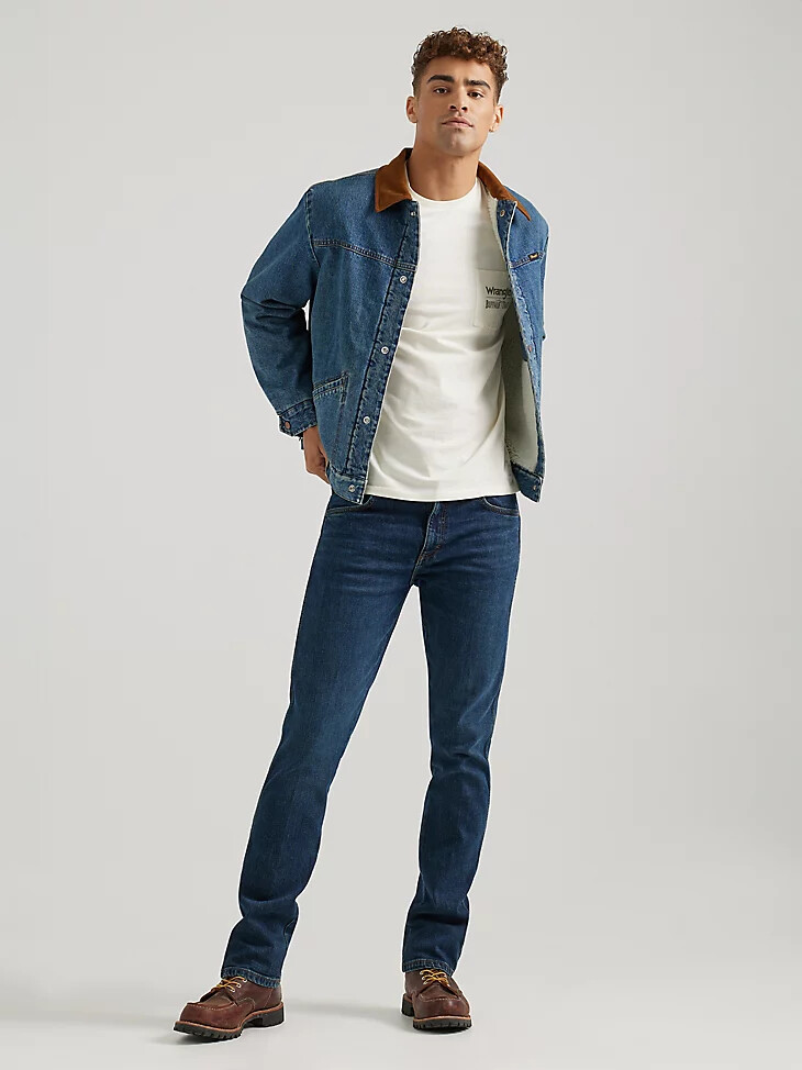 wrangler x buffalo trace herren barrel house jacke farbe well worn indigo
