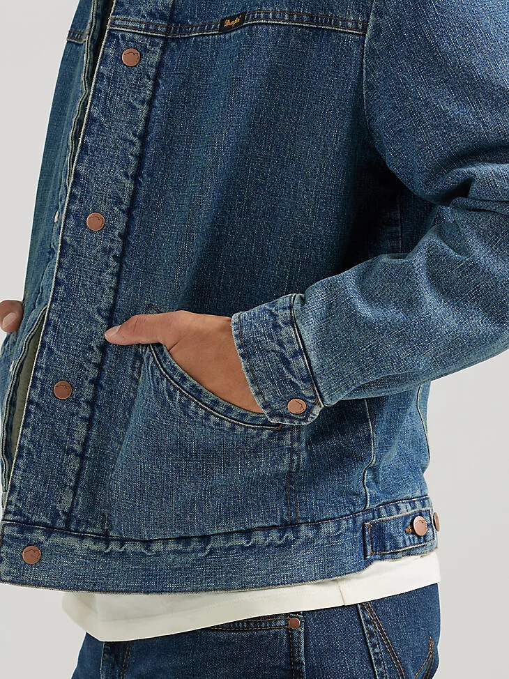 wrangler x buffalo trace herren barrel house jacke farbe well worn indigo