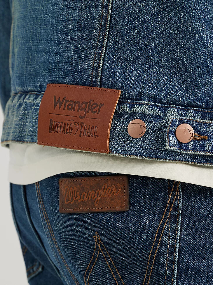 wrangler x buffalo trace herren barrel house jacke farbe well worn indigo