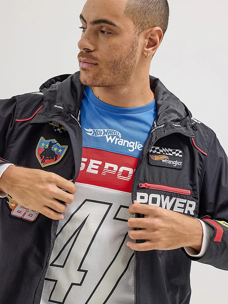 wrangler x hot wheels herren-anorakjacke schwarz
