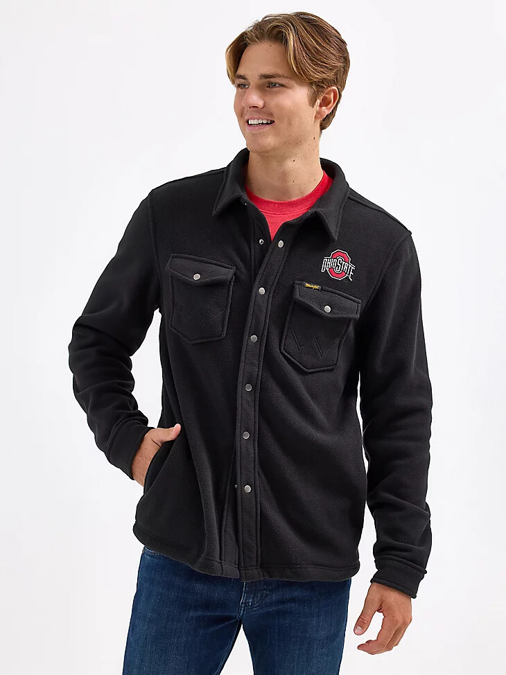 wrangler collegiate fleece western snap jacket für herren ohio state