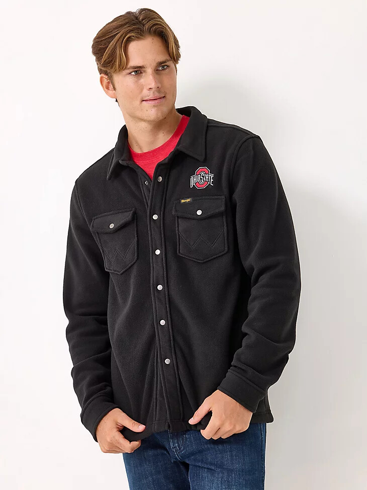 wrangler collegiate fleece western snap jacket für herren ohio state