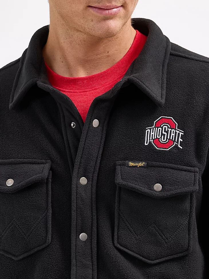wrangler collegiate fleece western snap jacket für herren ohio state