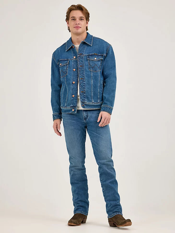 wrangler x whataburger laser denimjacke rodeo dust fade