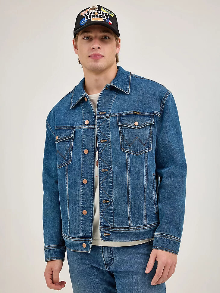 wrangler x whataburger laser denimjacke rodeo dust fade