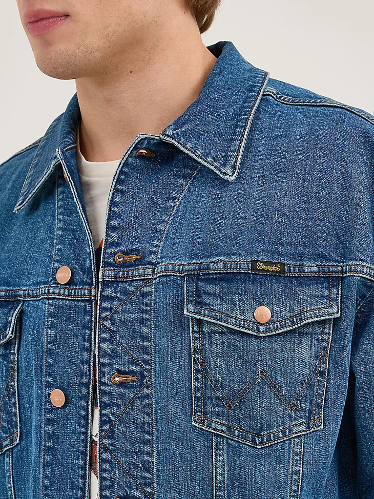 wrangler x whataburger laser denimjacke rodeo dust fade
