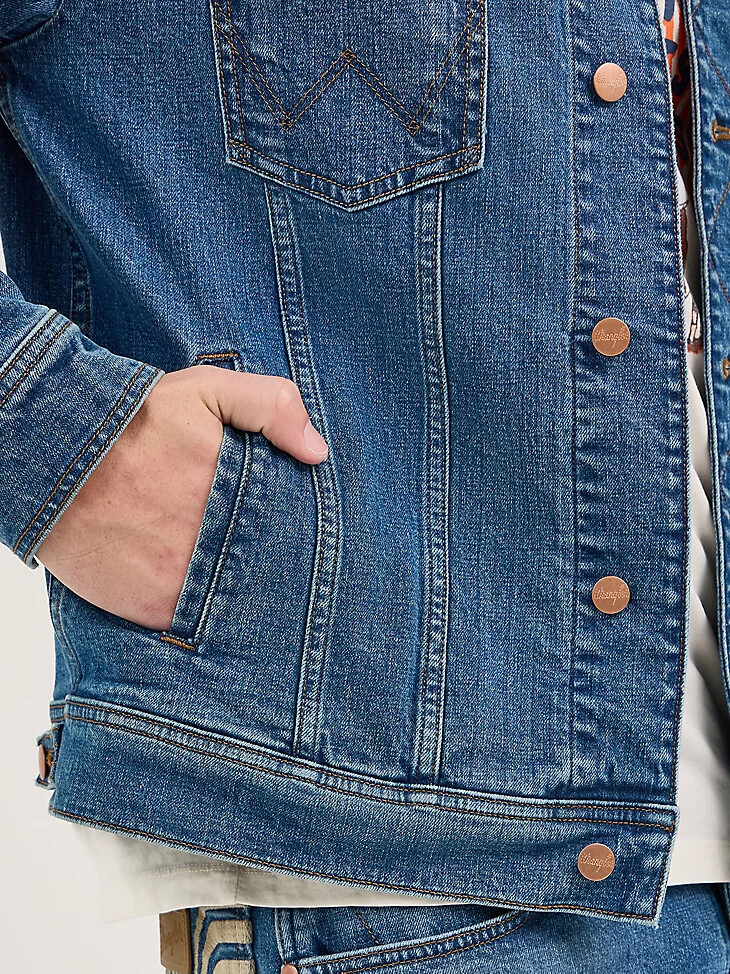 wrangler x whataburger laser denimjacke rodeo dust fade