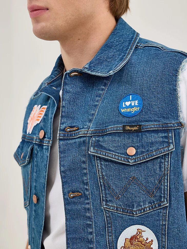wrangler x whataburger herren-weste mit abgeschnittenen Ärmeln rodeo dust fade