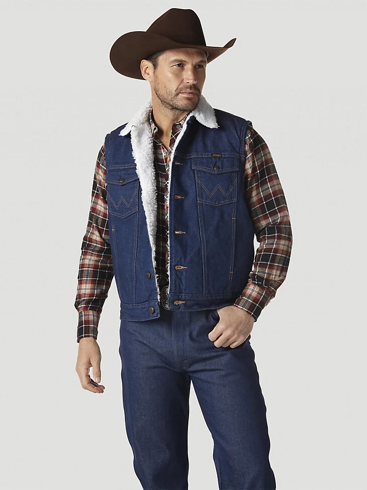wrangler sherpa-gefütterte jeansweste – vorgewaschen