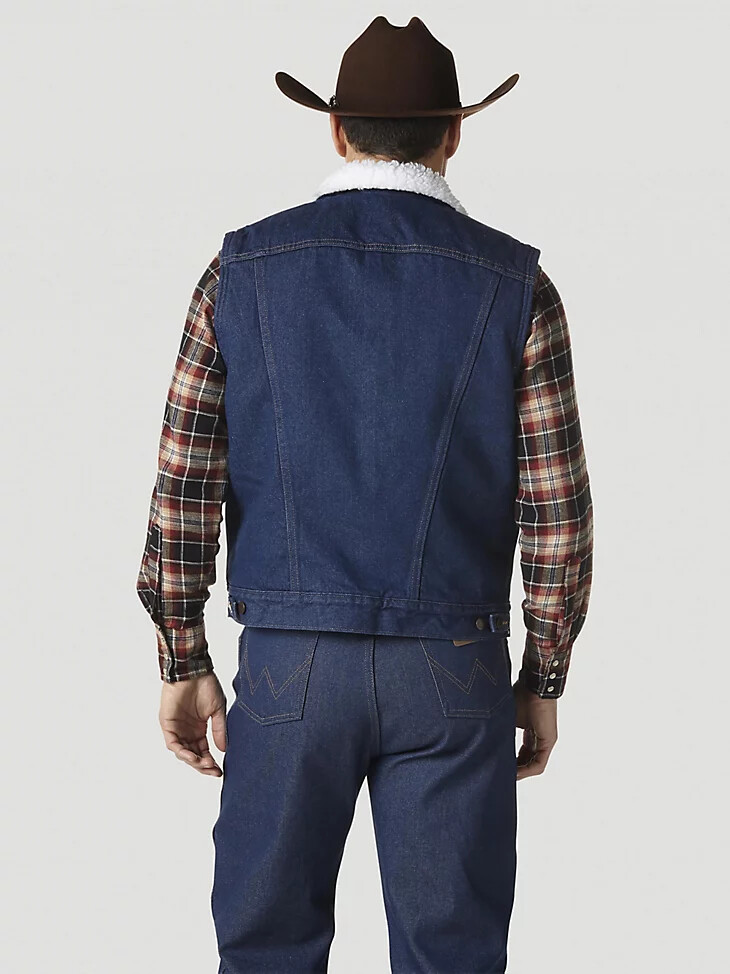 wrangler sherpa-gefütterte jeansweste – vorgewaschen