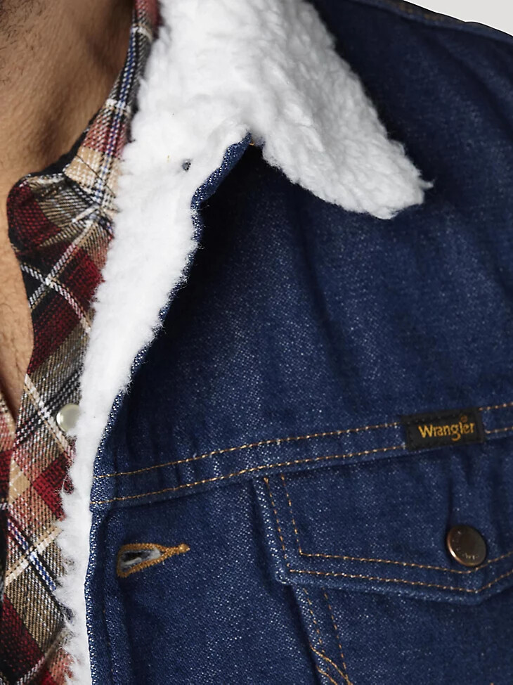 wrangler sherpa-gefütterte jeansweste – vorgewaschen