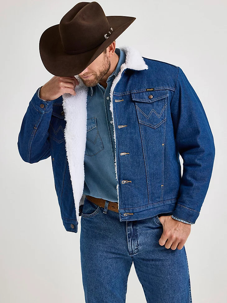 wrangler western sherpa-gefütterte jeansjacke