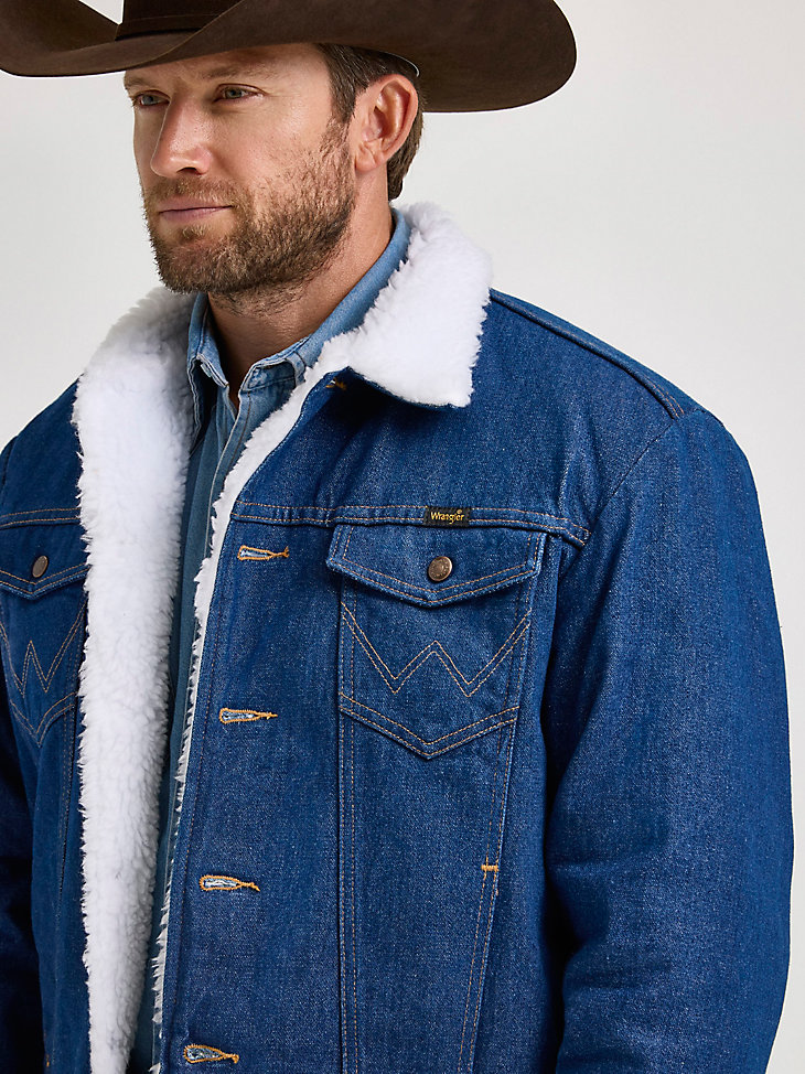 wrangler western sherpa-gefütterte jeansjacke