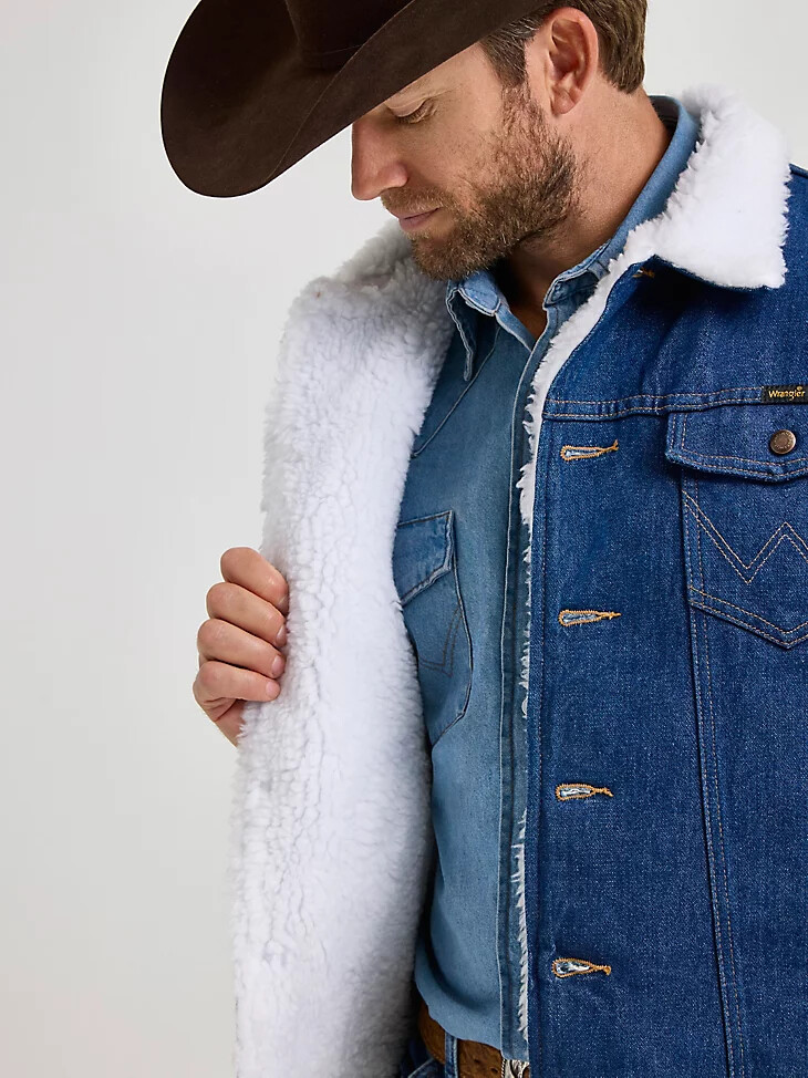 wrangler western sherpa-gefütterte jeansjacke