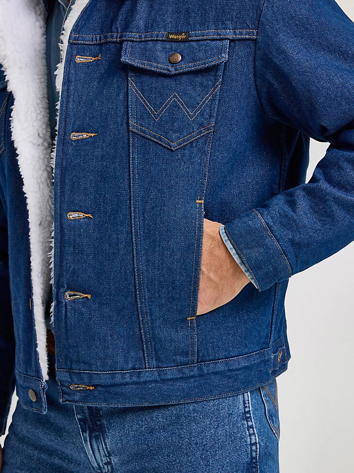 wrangler western sherpa-gefütterte jeansjacke