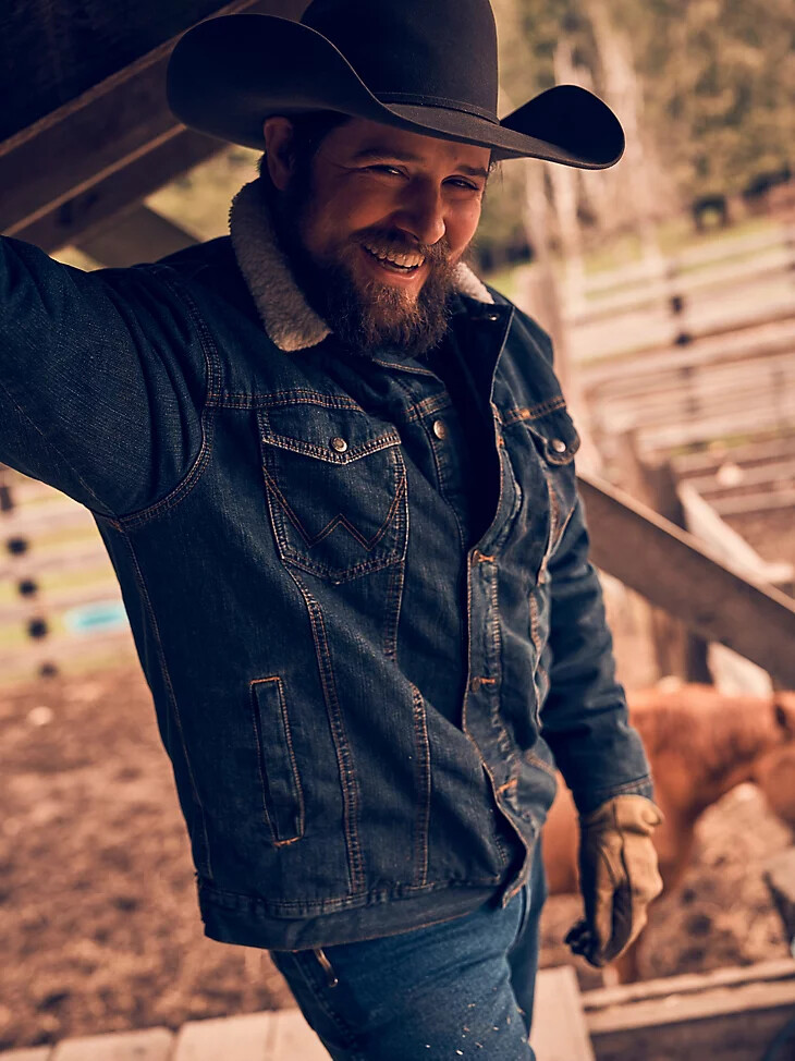 wrangler western sherpa gefütterte denim truckerjacke rustikal