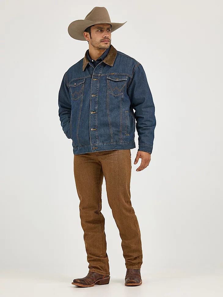 wrangler jeansjacke mit deckenfutter im rustikalen stil